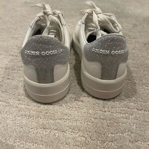 Golden Goose Purestar White Sneaker with Silver Glitter